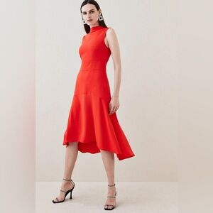 *KAREN MILLEN* Vibrant Orange Sleeveless High Low Dress Size 10